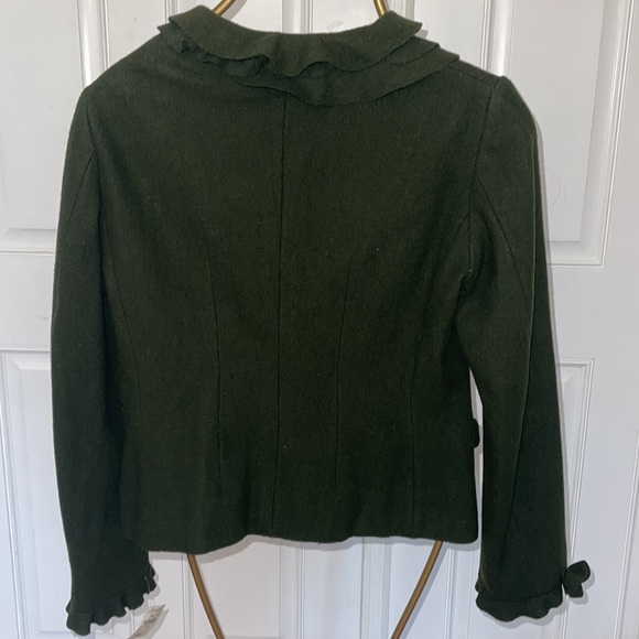 Moschino Hunter green wool ruffle jacket - Picture 2 of 10